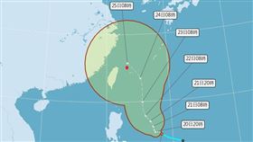颱風路徑潛勢圖曝，鄭明典：約有一半的機率台灣會有顯著風雨。（圖／翻攝自鄭明典臉書）