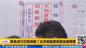台北市景勤里長王雷凱罷免案開票，1號投開票所結果。