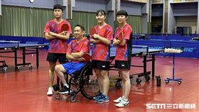 巴黎帕運台灣桌球好手陳柏諺（左起）、程銘志、田曉雯、林姿妤。（圖／記者蔡厚瑄攝影）