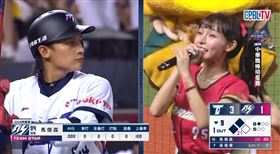 味全龍啦啦隊林襄幫馬傑森應援喊「臭！馬傑森」口號。（圖／翻攝自 CPBL 中華職棒 YouTube）