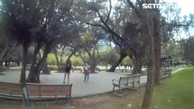  蔡女（左）在榮星花園運動時遭到婦人毆打。（圖／翻攝畫面）