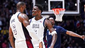 詹姆斯豪取全隊最高20分，率領美國男籃熱身賽5連勝，前進巴黎奧運。（圖／翻攝自美國隊X）