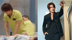  言承旭裝做按摩師傅為不知情的節目來賓按摩。（組合圖／翻攝自Jerry_小跟班小紅書）