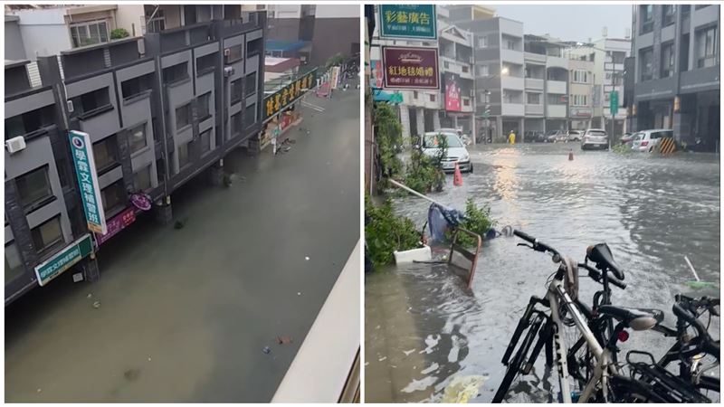 高雄三民區也淹了！大福街變大福河漂冰箱