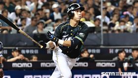 ▲台鋼雄鷹中外野手陳文杰敲出二壘安打。（圖／記者劉彥池攝影）
