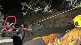  宜蘭縣南澳鄉車輛掉落邊坡。（圖／翻攝畫面）
