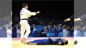 日本名將永山龍樹8強賽意外不敵西班牙好手葛瑞戈斯（Francisco Garrigos）。（圖／歐新社／達志影像）