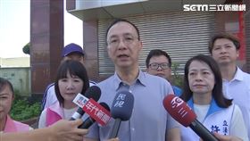 ▲國民黨主席朱立倫陪同立委謝衣鳳委員彰化勘災