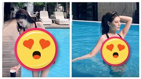 Mandy泳裝「中空開到肚臍」，陸網留言「側顏像大S媽」。（圖／翻攝自「娛聞蜀黍」微博）