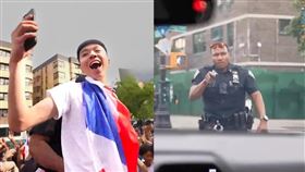 Ray搭乘的車子時天空圍繞警方直升機盤旋。（圖／翻攝RayAsianBoy Live YouTube）