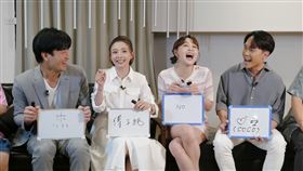 八點檔演員傅子純、吳婉君、許仁杰，以及謝京穎在娛樂節目中互相爆料。（圖／民視提供）