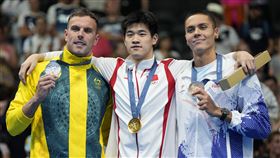 ▲中國游泳小將潘展樂在巴黎奧運刷新男子100公尺自由式世界紀錄，以46秒40佳績勇奪金牌。（圖／美聯社／達志影像）