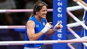 巴黎奧運陳念琴勇闖8強　將力拚獎牌（2）台灣「抗癌女拳王」陳念琴（圖）於法國時間1日成功贏得巴黎奧運拳擊女子66公斤級16強戰、晉級8強，距離獎牌只差一步，賽後陳念琴笑容滿面，相當開心。中央社記者王騰毅巴黎攝  113年8月2日