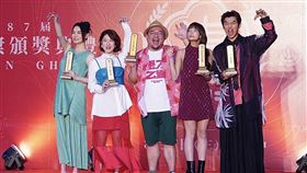 《鬼才之道》導演徐漢強率領主演陳柏霖、張榕容、王淨、姚以緹、百白、瘦瘦。（圖／記者趙于瑩攝影）