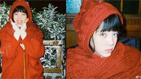 歐陽娜娜戴「歐美混血放大片」黑化小紅帽的模樣，嚇壞一票網友。（圖／翻攝微博）