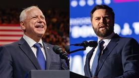 美國兩黨副手人選就位，民主黨派出明尼蘇達州州長華茲（左），共和黨則由俄亥俄州參議員范斯（右）出線。（圖／翻攝自兩人臉書粉專）