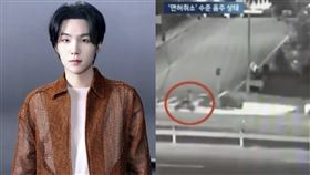 SUGA酒駕的監視器畫面曝光。（圖／翻攝JTBC）