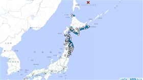 日本鄂霍次克海南部6.8地震。（圖／翻攝自日本氣象廳）