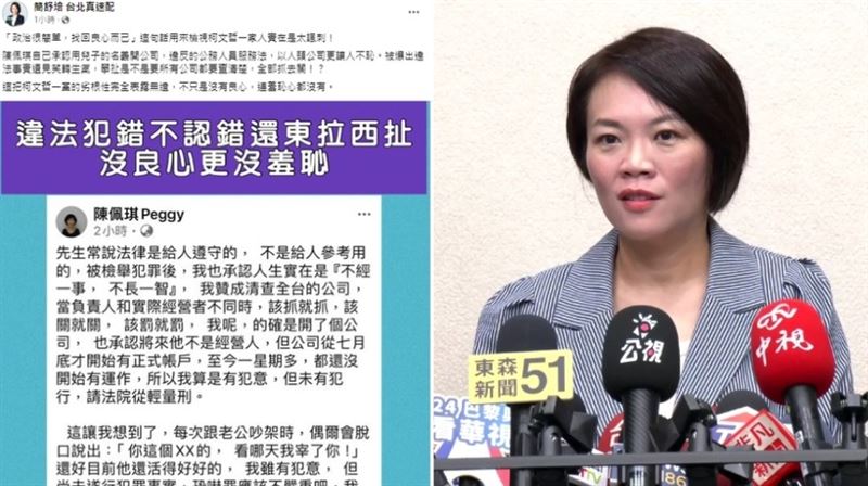 認開人頭公司陳佩琪喊沒犯行　她批太諷刺
