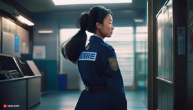 女警不爽長官碎念，直接離開派出所。（AI生成）