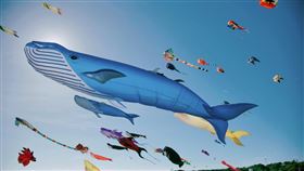 旗津風箏節7/20登場 海洋生物遨遊天空「2024旗津風箏節暨氣墊水樂園」活動將於20日起連續2週六、日規劃主題風箏展演；首週「海洋派對」由12米高雄熊領軍，帶領鯨魚、魟魚、章魚、螃蟹等各式海洋生物，遨遊旗津天空。（高雄市觀光局提供）中央社記者蔡孟妤傳真  113年7月16日