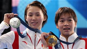 全紅嬋（右）與陳芋汐（左）分別在奧運的跳水項目贏得金牌、銀牌。（圖／路透社／達志影像