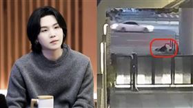  BTS防彈少年團SUGA酒駕摔倒監視器畫面曝光。（圖／翻攝自NAVER TV／TV조선 뉴스）
