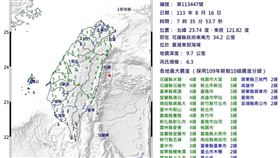 07:35規模6.3地震（圖／翻攝自氣象署）