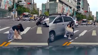 內湖女過馬路遭輾後腳跟　超扯畫面曝光