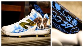 ▲大谷翔平「球員週」穿愛犬彩繪球鞋上場。（圖／翻攝自道奇推特）