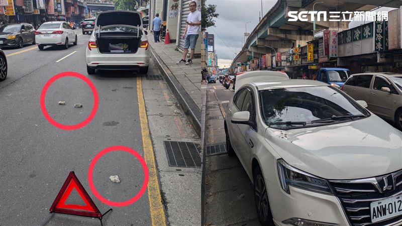 萬華環河快速道路「天降水泥塊」1車遭砸