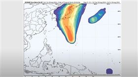 目前太平洋海面、關島北邊可能有個低壓，有機會發展成今年第10號颱風「珊珊」。（圖／翻攝自賈新興YouTube頻道）