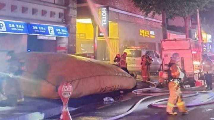 南韓富川市酒店大火　住客跳氣墊逃生慘亡