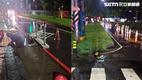 家屬懷疑是三角錐沒設置警示燈，現場施工區標示不清加上雨天造成這場車禍。（圖／翻攝畫面）