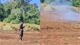 一名軍人使用RPG時，發生爆炸事故。（圖／翻攝自X）