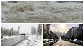美國一周內經歷極端天氣，同時出現暴風雪、洪水、熱浪（組合示意圖／翻攝自pixabay）