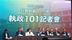 行政院長卓榮泰今（28）日上午主持行動創新AI內閣執政101記者會。（圖／記者盧素梅攝影)