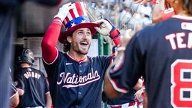 ▲國民新秀克魯斯（Dylan Crews）從羅登（Carlos Rodon）手中敲出生涯首轟。（圖／翻攝自國民推特）