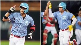 ▲味全龍拿莫．伊漾、吉力吉撈．鞏冠聯手第1球炸裂。（圖／味全龍提供）