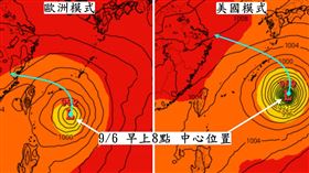 歐美預測模式最新路徑。（圖／翻攝自觀氣象看天氣臉書）