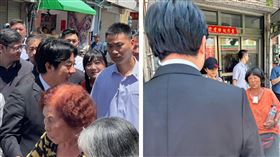 婦滿身污漬躲遠遠，賴清德主動走近致意全被拍。（圖／翻攝自伍麗華臉書）