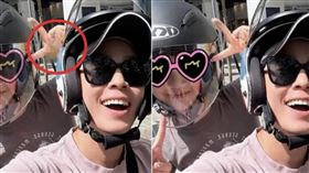 吳東諺後座大女兒手持電子煙（左圖本刊馬賽克處理），他一度刪文P圖後重發（右圖）。（圖／翻攝吳東諺IG）