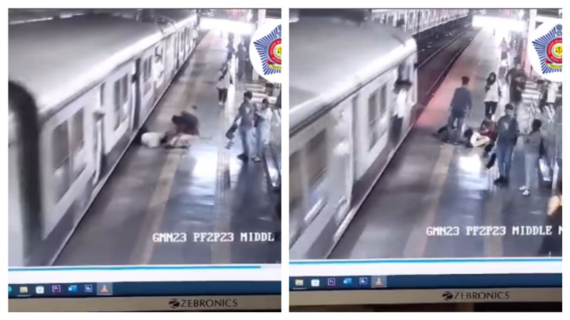 男滑倒下半身卡月台縫隙　勇警救人畫面曝