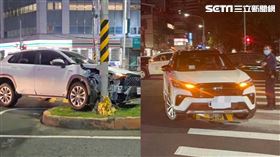 昨晚連續發生兩起自撞車禍，多種巧合令人發毛。（圖／翻攝畫面）
