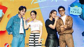 張軒睿（左起）、温貞菱、李霈瑜、林哲熹出席《妳是我的姐妹》首映。（圖／八大提供）