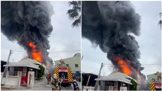 新／台南工廠大火！烈焰沖天濃煙直竄天際