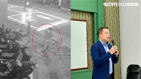 黨部主委黃文益召開記者會公布關鍵監視器畫面，表示尚無法釐清男子動機。（圖／記者簡榮良攝影）
