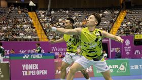 ▲2024台北公開賽，台灣男雙楊博涵、劉廣珩擊敗麟洋配。（圖／台北羽球公開賽提供）