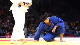 台灣柔道好手張少豪首戰不敵日本強敵瀨戶勇次郎。（圖／記者蔡厚瑄攝影）