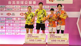 ▲台北公開賽，台灣混雙楊博軒、胡綾芳（黃）拿下亞軍。（圖／台北羽球公開賽提供）
